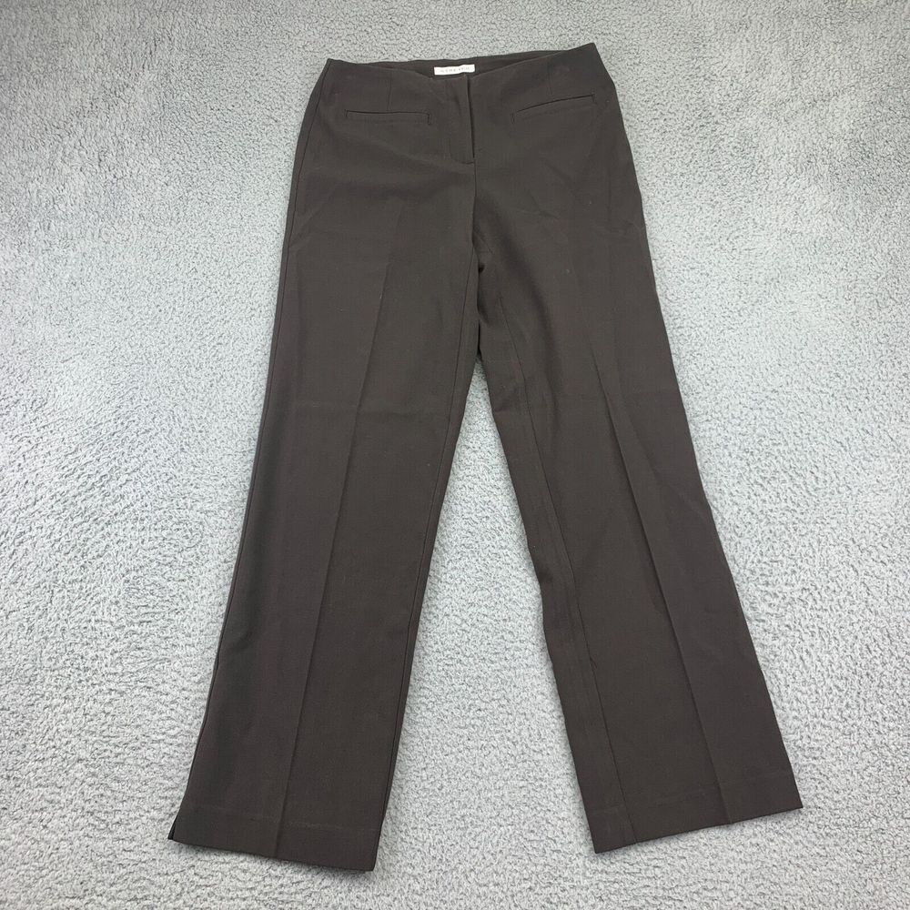 Emma James Pants Womens 4 Petite Brown Mid-Rise Straight Leg Stretch Dress Slack - Picture 3 of 10